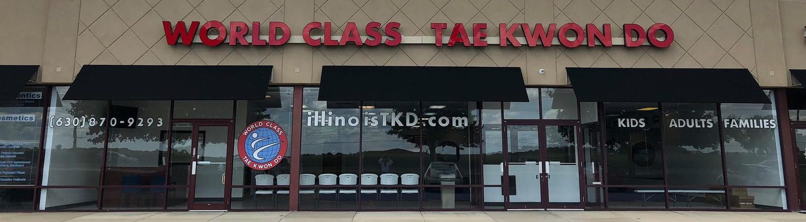 World Class Tae Kwon Do storefront on Route 59 in Aurora, IL